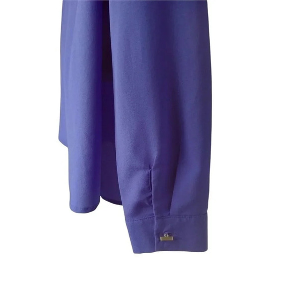 Milano Purple Blouse Rectangular Buttons Lightweight Vee Neck L - Picture 7 of 10